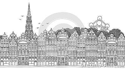 Seamless banner of Brussels, Belgium Vector Illustration